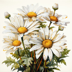Fototapeta premium watercolor Daisy clipart, Generative Ai