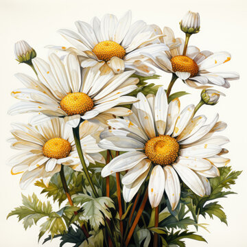 watercolor Daisy clipart, Generative Ai