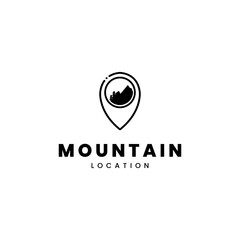 Logo template - Mountain with pin point location symbol logo