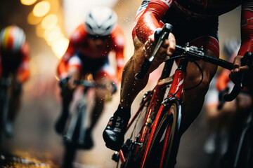 Fototapeta na wymiar Cyclist competing in a professional race