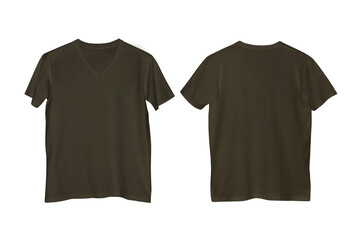 Army V Neck T-shirt Front and Back View