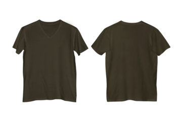 Army V Neck T-shirt Front and Back View