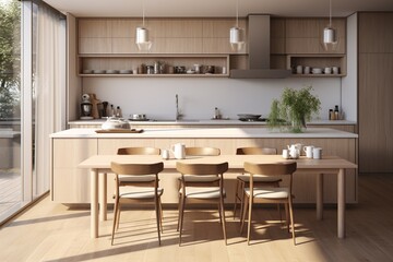 Fototapeta na wymiar Aesthetic Kitchen Room Interior Design Created with Generative AI