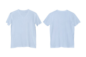 Baby Blue V Neck T-shirt Front and Back View