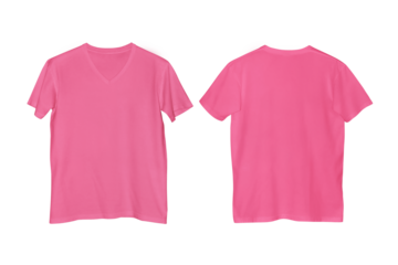 Charity Pink V Neck T-shirt Front and Back View