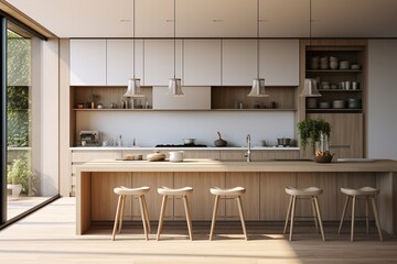 Aesthetic Kitchen Room Interior Design Created with Generative AI