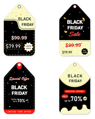 Black friday label and stickers and tags discount flat design editable text