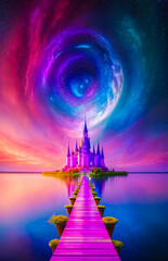  FANTASTIC CASTLE IN REINBOW COLORS FANTASY STILE ENVIRONMENT