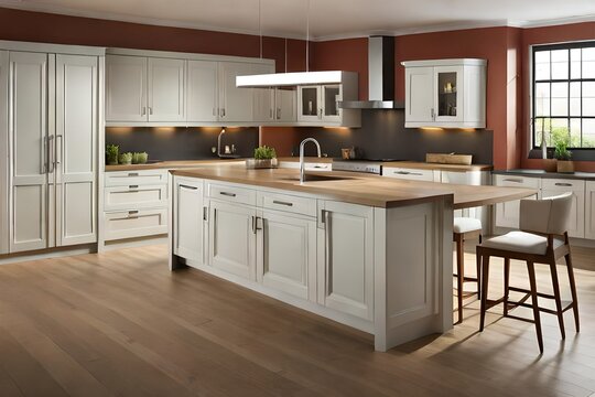 Photo of spacious elegant kichen with solid hardwood wotktop