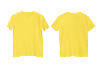 Yellow V Neck T-shirt Front and Back View