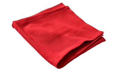 folded red napkin isolated on transparent background, PNG