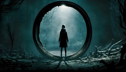 The Ring reimagined as a horror movie set in a dense eerie forest Dark ominous haunting chilling supernatural3 By Johimja Please refrain from copying0 The scene focuses on a dilapidated cabin hidden 