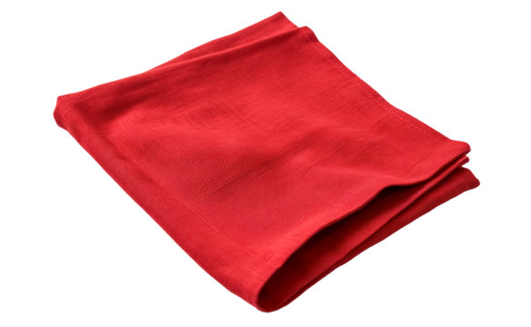 folded red napkin isolated on transparent background, PNG