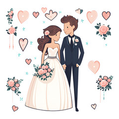 Line wedding illustrations, element
