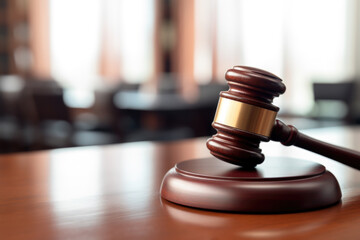 Judges gavel on wooden desk. Law concept. - obrazy, fototapety, plakaty
