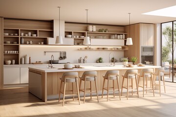 Aesthetic Kitchen Room Interior Design Created with Generative AI