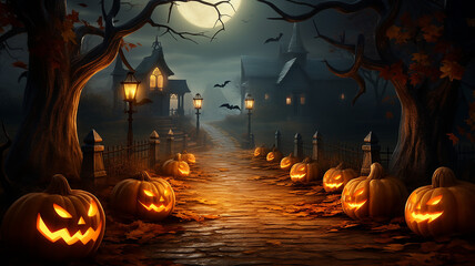 Halloween Pumpkins On The Grave