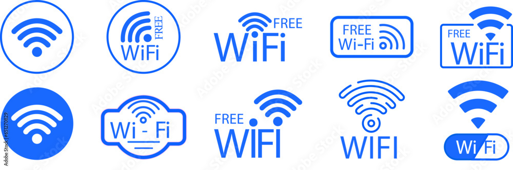 Aufkleber wireless and wifi icon. internet connection symbol. vector wi-fi signal