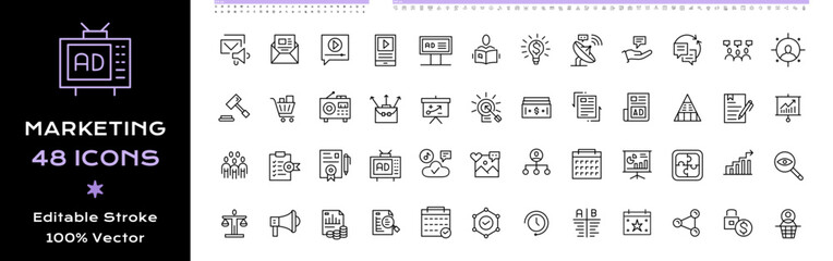 Marketing line icons - editable stroke