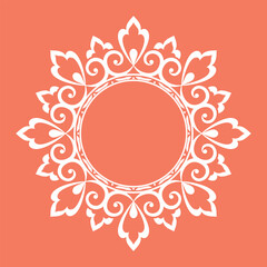 Decorative frame Elegant vector element for design in Eastern style, place for text. Floral pink and white border. Lace illustration for invitations and greeting cards