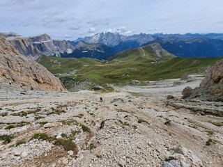 View of the Italian Dolomites at "Passo Sella".