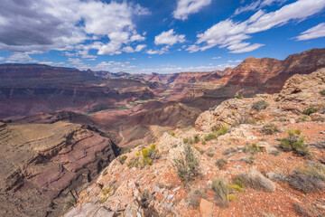 hiking the tanner trail in grand canyon national park, arizona, usa