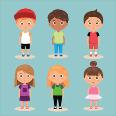 set of cartoon kids