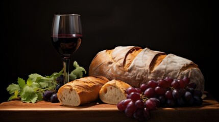 Christian Symbolic Still Life: Wine, Bread,