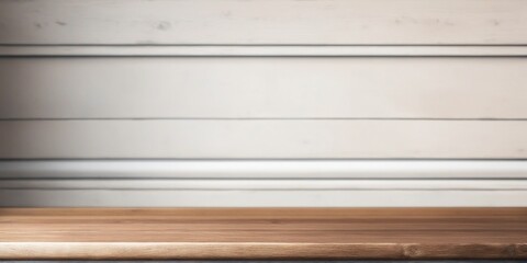 Rustic Wooden Table Surface with Blurred Kitchen Lights Background