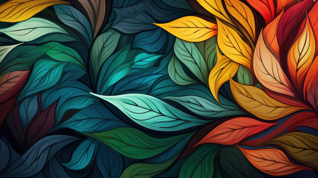 Colorful Leaves Abstract Foliage Background