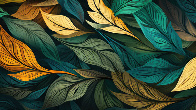 Colorful Leaf Pattern Wallpaper Background