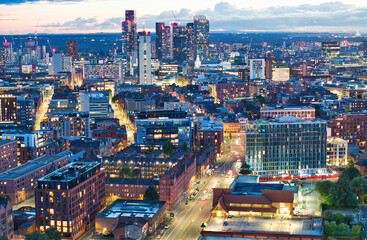 Manchester city skyline at night