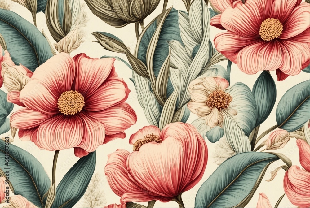 Poster an array of classic botanical designs for digital backgrounds