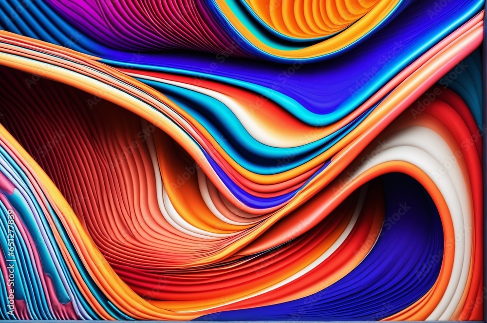 Poster abstract iridescent neon holographic twisted wave in motion. vibrant colorful gradient design elemen