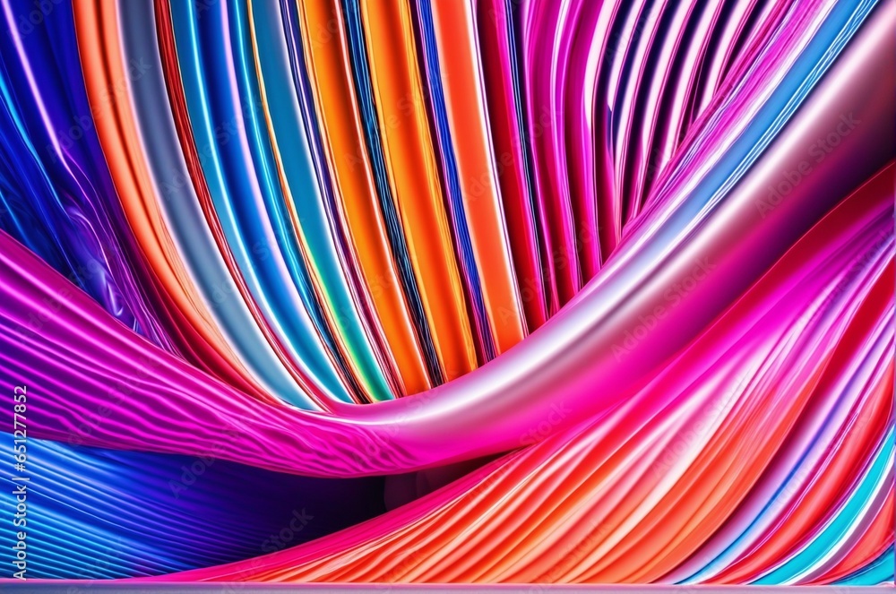 Poster abstract iridescent neon holographic twisted wave in motion. vibrant colorful gradient design elemen