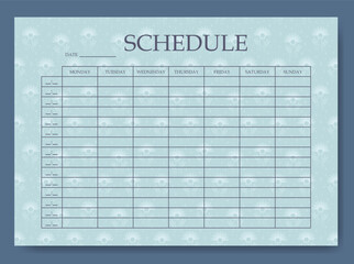 Creative pastel colored schedule template. Abstract background blank