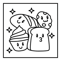 Fast Food Illustration Coloring Page