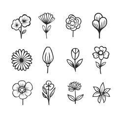 Hand drawn vector set illustration of flower. Logo design element on white - obrazy, fototapety, plakaty
