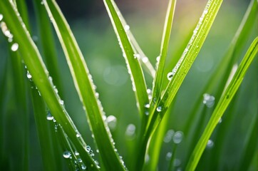 Fototapeta na wymiar dew drops on grass