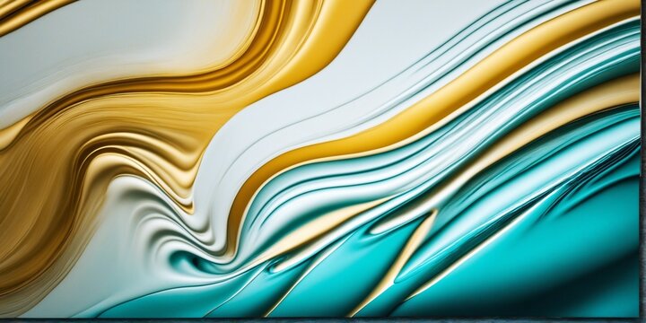 Spectacular image of teal and white liquid ink churning together, with a realistic texture and great quality for abstract concept. Digital art 3D illustration.