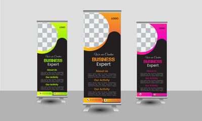Creative  modern clean and corporate Business roll up banner template design,
 Roll up banner stand vector minimal design
