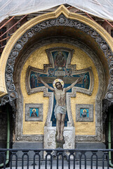Obraz premium Crucifixion mosaic of the Western facade of the cathedral 