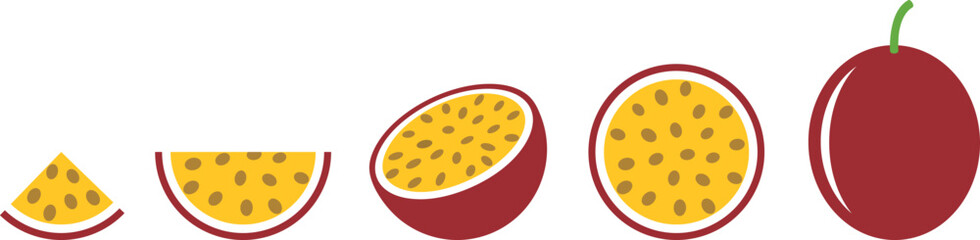 Obraz premium Passion fruit logo. Isolated passion fruit on white background