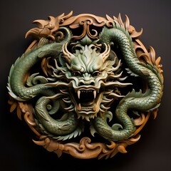 Fototapeta na wymiar dragon carved from wood