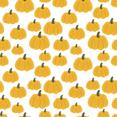 Yellow pumpkins. Vector illustration in flat cartoon style. Seamless pattern