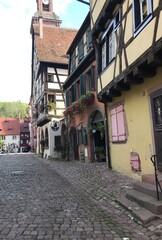 The beautiful village Riquewihr in Alsace in France