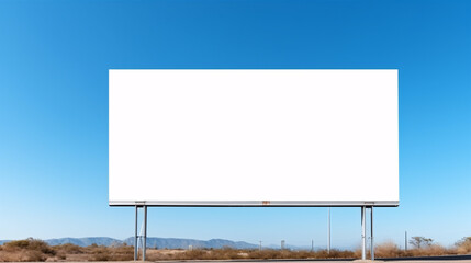 Fototapeta premium Let your imagination soar: Billboard mock-up framed by a brilliant blue sky.