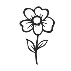 Hand drawn vector illustration of flower. Element on white. Doodle icon