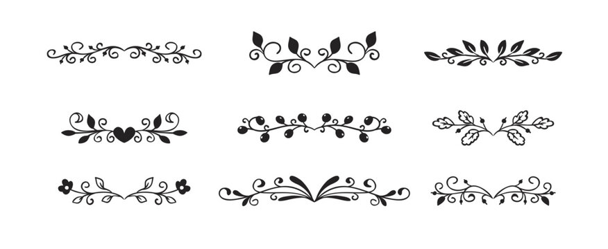 Set pack of wedding ornaments with ink