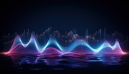 Photo of a visual representation of a sound wave in a dark background - obrazy, fototapety, plakaty